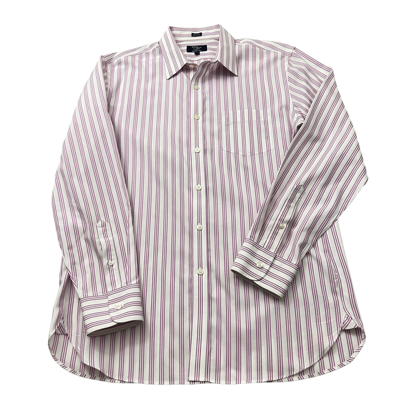 J. Crew Mens Thompson Shirtings Dress Shirt Sz L (16-16.5) Pink Striped Pocket - Picture 2 of 7